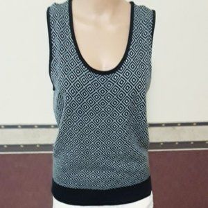 Vintage Liz Claiborne Lizsport Navy/White Slip Over Sweater Vest Size Small